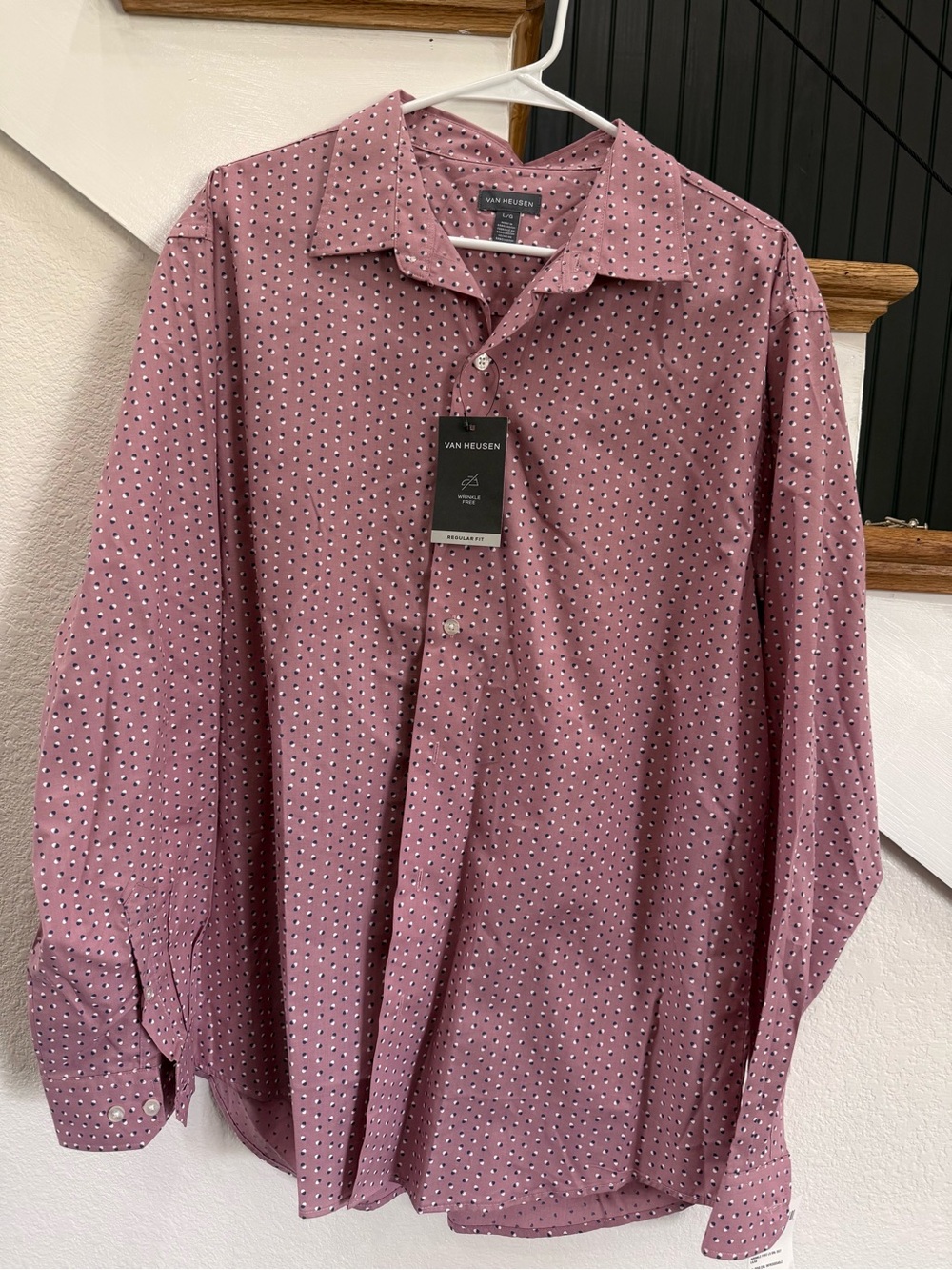Van Heusen Men’s Dusty Rose Micro-Print Dress Shirt